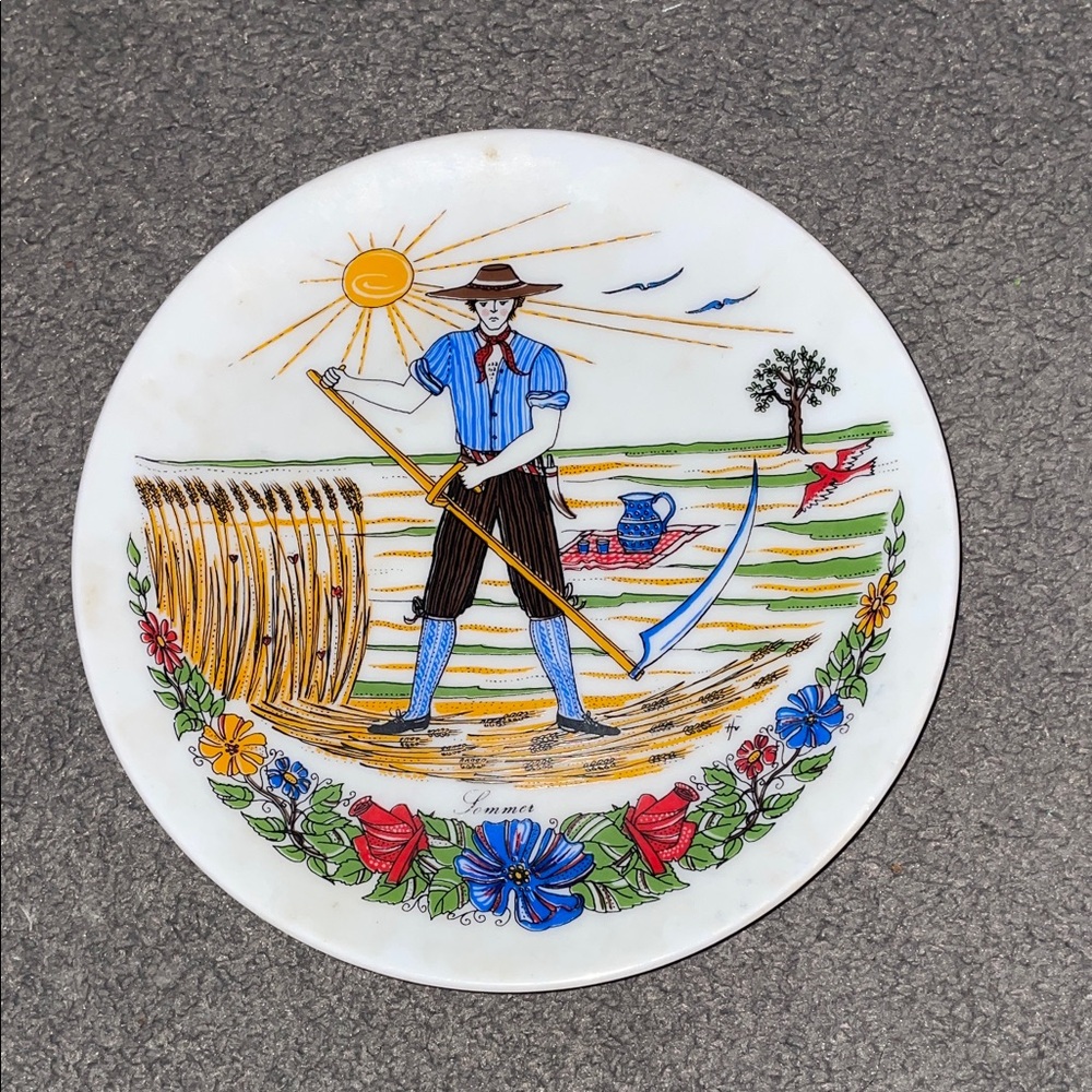 Rustic Ceramic Plate with Floral Design